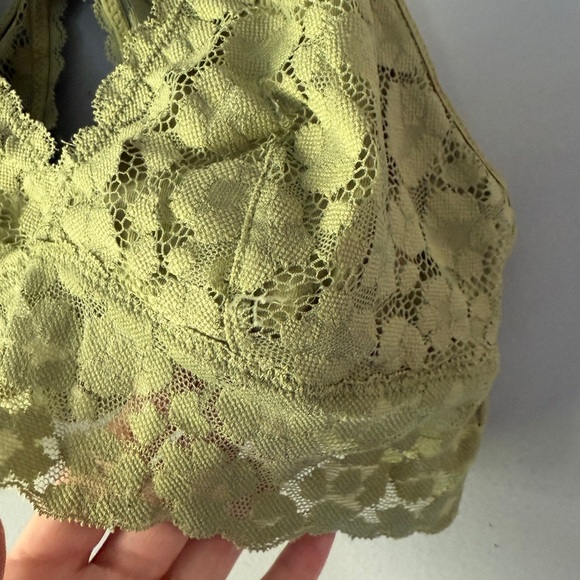 Aerie Lace Halter Bralette Olive Green - Size S - Picture 3 of 5